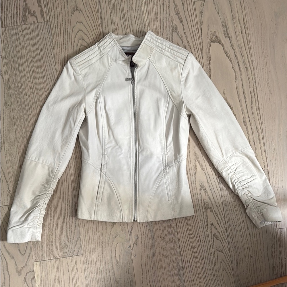 Women's Cream Leather Jacket